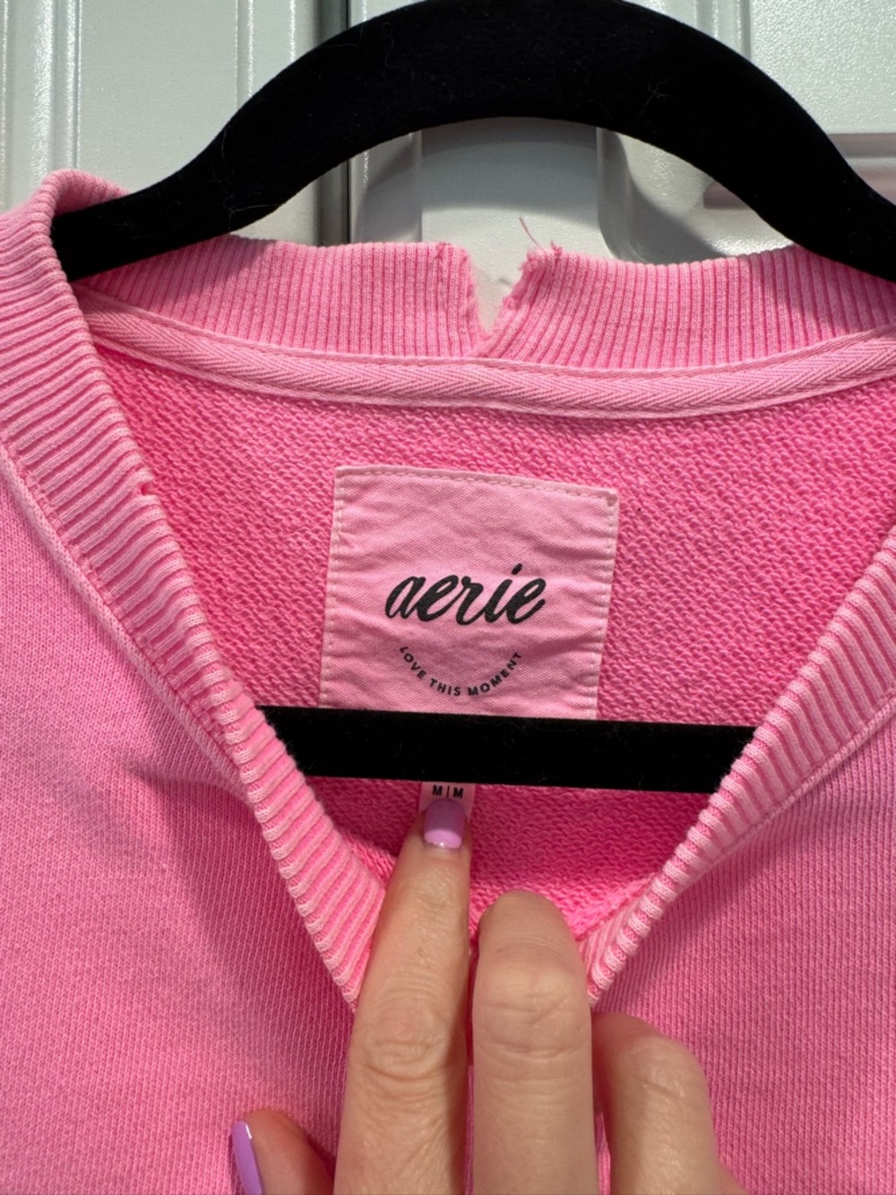 Aerie The Chill Oversized Crewneck sweatshirt, medium pink burst - Picture 4 of 6